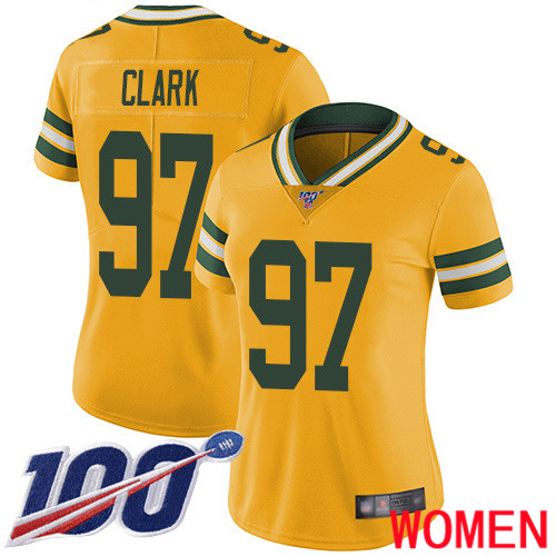 Green Bay Packers Limited Gold Women #97 Clark Kenny Jersey Nike NFL 100th Season Rush Vapor Untouchable